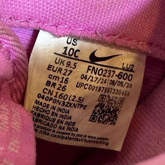 Nike Girls Air Force 1 Low Easy On Sneakers Shoes 10C Pink White Hook And Loop - Picture 10 of 10